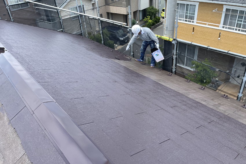 屋根遮熱塗装、ツートンカラーで外壁塗装、コーキング打替