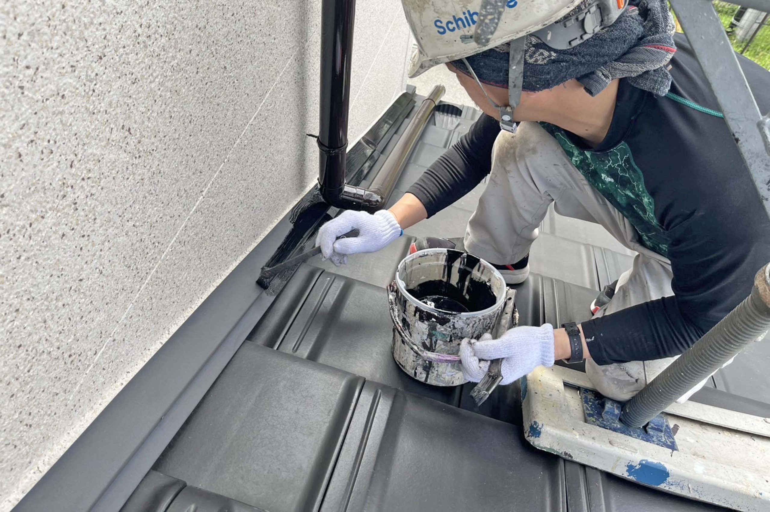 上尾市でペリアートによる多彩色模様の外壁塗装