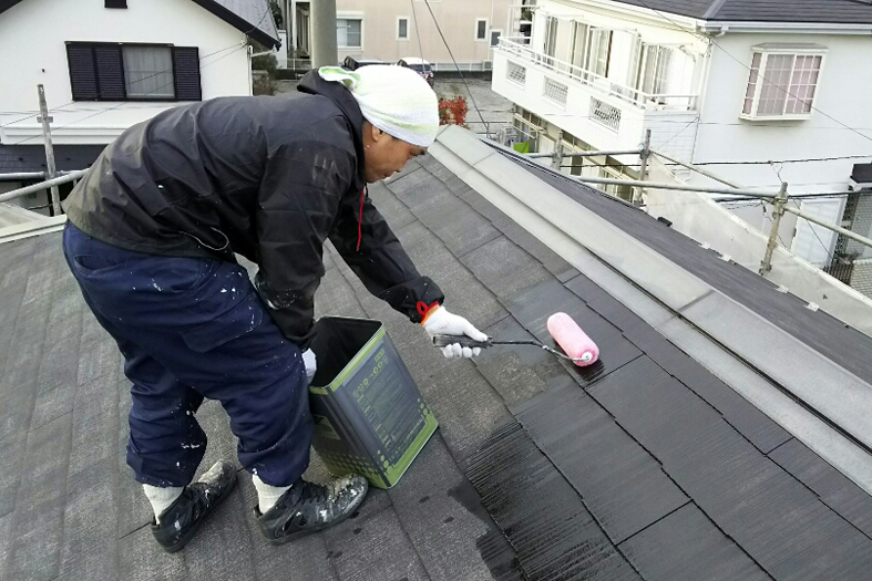 屋根塗装(遮熱)と外壁塗装、ベランダFRP防水