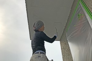 さいたま市北区のM様邸で屋上防水と外壁塗装のための養生
