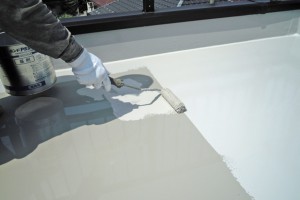 さいたま市北区、M様邸の外壁塗装に伴う屋上防水でトップコート完了