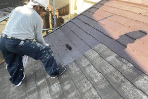 F様邸の屋根塗装、外壁塗装のための下地補修が完了