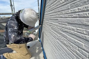 上尾市のＢ様邸で外壁塗装のための養生が完了