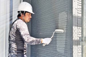 さいたま市見沼区、A様邸で外壁塗装は上塗が完了