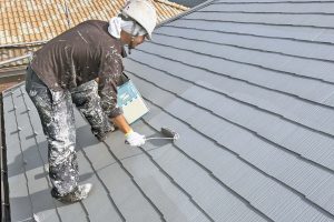 さいたま市大宮区、K様邸でガイナによる屋根塗装と外壁塗装は上塗が完了 