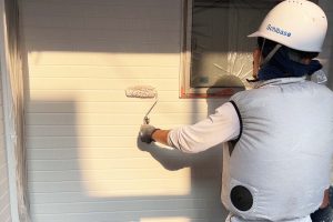 さいたま市大宮区、SA様邸の外壁塗装は中塗が完了