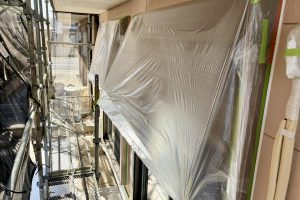 さいたま市西区のS様邸で外壁塗装用の養生が完了